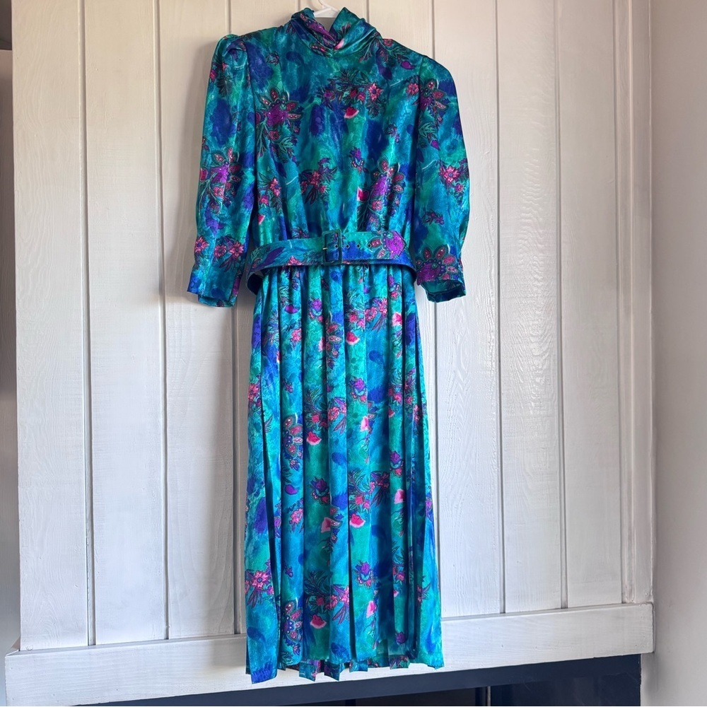 Vintage 80s Pellini Retro Long Sleeve Midi Dress